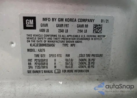 2021 Buick Encore Preferred из США, поврежденный, VIN KL4CJESB8MB358456